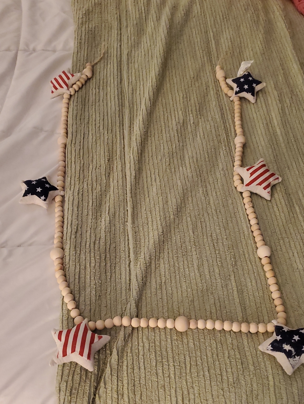 Martha Stewart Patriotic Star Bead Garland - Red, White & Blue - Picture 1 of 5